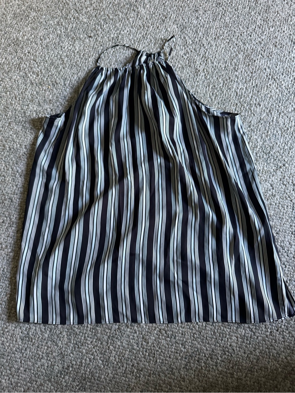 LOFT Black and White Striped Halter Camisole